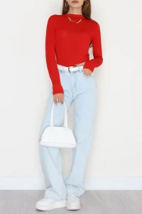 Yarım Balıkçı Uzun Kolu Parmak Geçmeli Body Kırmızı - 21756.200.