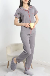 Süprem Düğmeli Pijama Takımı Füme - 30320.1048.
