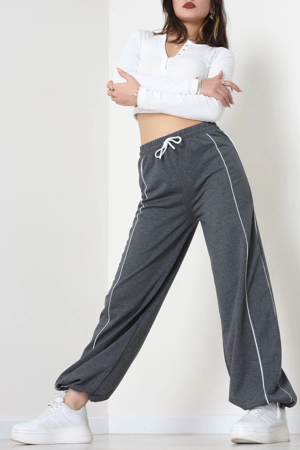 2 İplik Paça Stoperli Eşofman Altı Füme - 40019.1857.