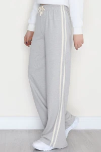 Keten Biyeli 2 İplik Eşofman Altı Gribej - 40023.1857.