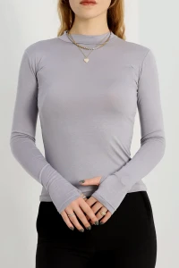 Dik Yaka Parmak Geçmeli Viskon Body Boyalıgri - 40076.599.