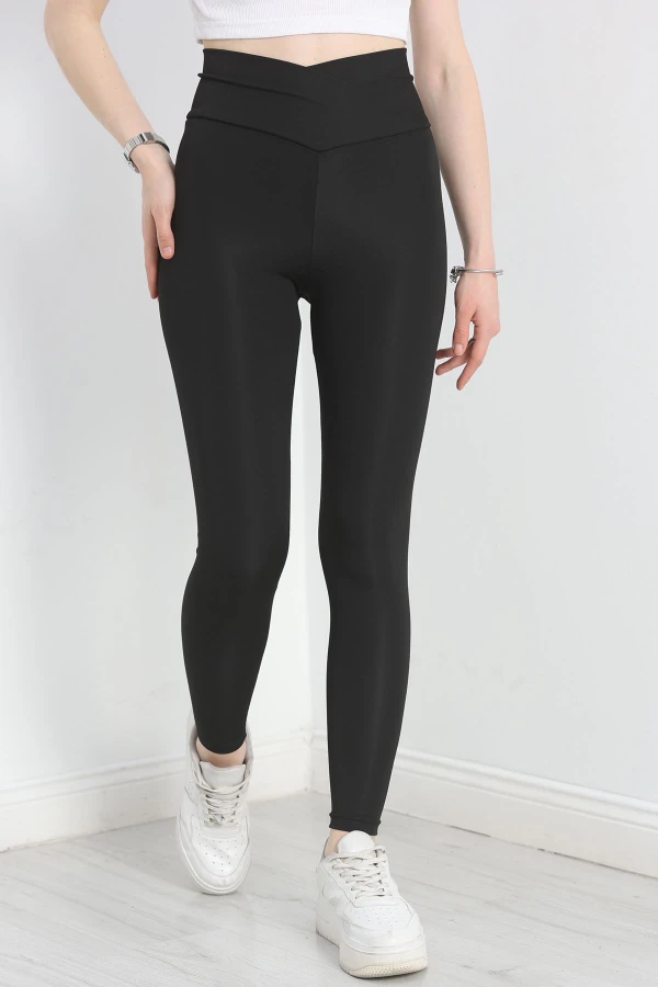 Çapraz Kemer Detaylı Dalgıç Tayt Siyah - 40144.1005.