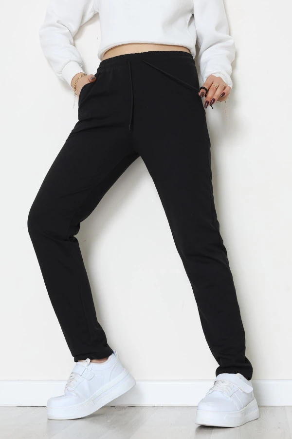 A Kalite 2 İplik Düz Paça Eşofman Altı Siyah - 40509.1431.