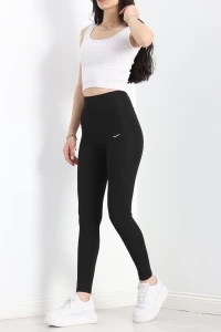 Geniş Kemer Baskılı Dalgıç Tayt Siyah - 50032.1098.