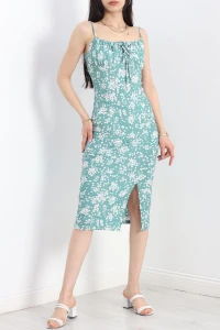 Askılı Desenli Elbise Mintbeyaz - 650.1247.