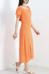 Öpücük Yaka Elbise Turuncu - 696.1247.