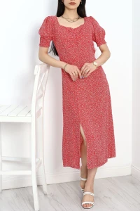 Öpücük Yaka Elbise Kırmızı1 - 696.1247.