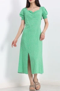 Öpücük Yaka Elbise Yeşil2 - 696.1247.