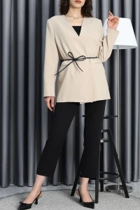 Efruza Marka Bağlamalı Poliviskon Ceket Taş - 70106.1991.