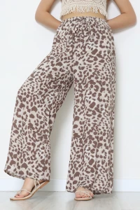 Desenli Dokuma Pantolon Açıkkahveleopar - 12333.1095.