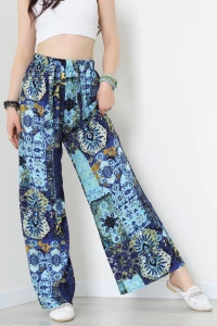 Desenli Dokuma Pantolon Turkuaz - 12333.1095.