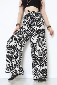 Desenli Dokuma Pantolon Kremsiyah - 12333.1095.