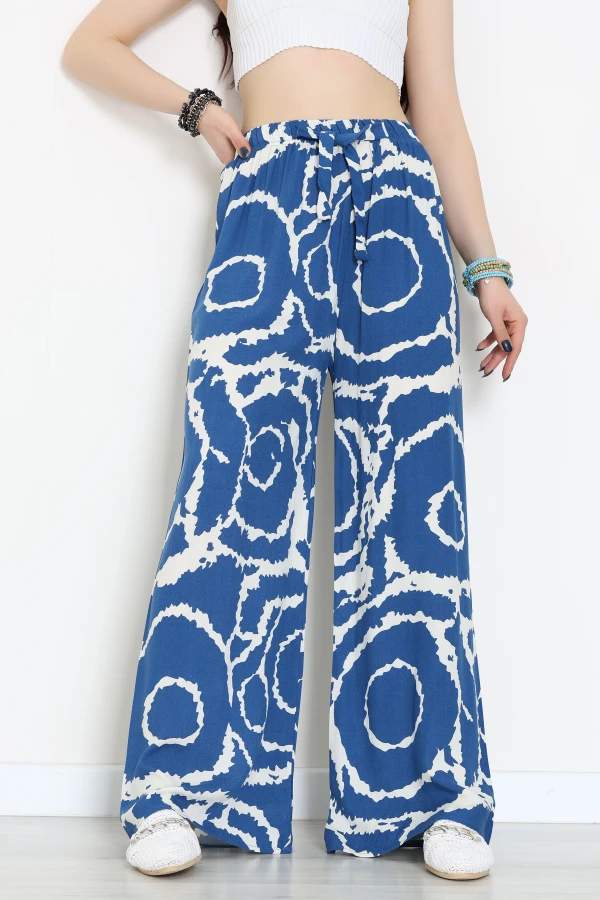 Desenli Dokuma Pantolon Mavibeyaz2 - 12333.1095.