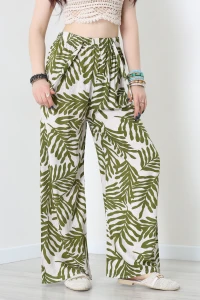 Desenli Dokuma Pantolon Beyazyeşil - 12333.1095.