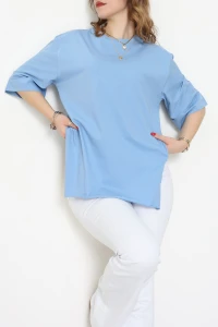 Duble Kol Yırtmaçlı 2 İplik Tişört Bebemavi - 20701.1878.