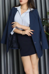 Astarlı Poliviskon Blazer Ceket Lacivert - 31823.1397.