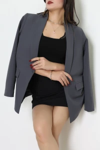 Leopar Astarlı Blazer Ceket Antrasit - 51500.1355.