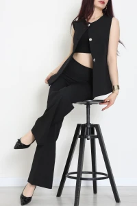 Düğmeli Dabıl İkili Takım Siyah - 55039.1991.