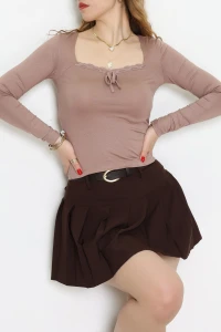 Dantel Detaylı Kare Yaka Viskon Body Vizon - 5504.599.