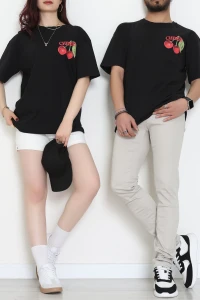 Kompakt Penye Unisex Tişört Siyahkırmızı1 - 55064.1872.