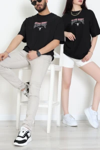 Kompakt Penye Unisex Tişört Kırmızısiyah - 55064.1872.