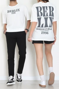 Kompakt Penye Unisex Tişört Ekrubej - 55064.1872.