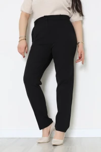 Dabıl Kumaş Önü Düğmeli Arkası Lastikli Pantolon Siyah - 70879.2061.