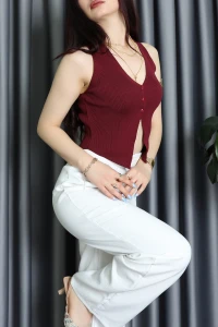 Crop Yelek Bordo - 10023.251.