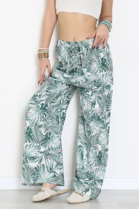 Desenli Dokuma Pantolon Yeşilbeyaz - 12333.1095.