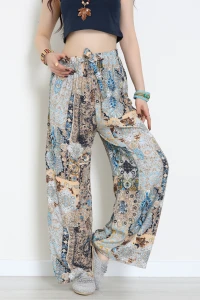 Desenli Dokuma Pantolon Turkuazbej - 12333.1095.