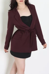 Bağlamalı Astarlı Blazer Ceket Mürdüm - 31815.1991.