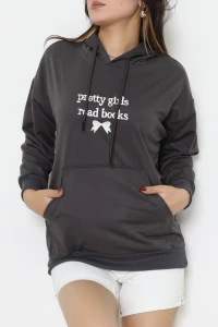 2 İplik Kapşonlu Nakışlı Sweat Antrasitekru - 42711.1878.