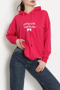 2 İplik Kapşonlu Nakışlı Sweat Fuşyaekru - 42711.1878.