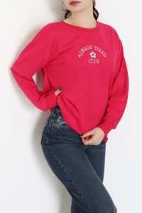 2 İplik Bisiklet Yaka Sweat Fuşya - 42716.1878.