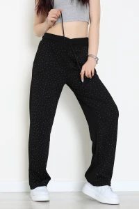 Modal Kumaş Taşlı Eşofman Altı Siyah - 42925.102.