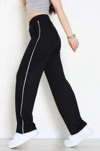 Kristal Kumaş Biyeli Eşofman Altı Siyah - 42926.102.