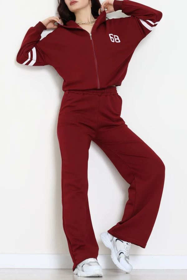 3 İplik Şardonsuz Şeritli Takım Bordo - 52098.1878.