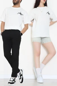 Kompakt Penye Unisex Tişört Ekrusiyah - 55064.1872.