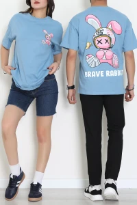Kompakt Penye Unisex Tişört Mavipembe - 55064.1872.