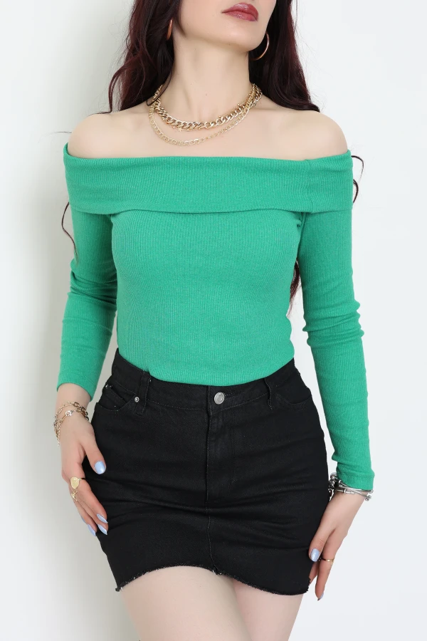 Madonna Yaka Kaşkorse Bluz Yeşil - 55070.1748.