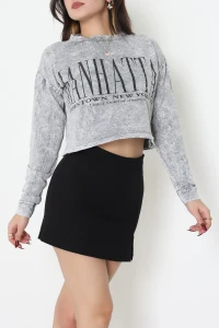 İki İplik Asit Yıkamalı Sweat Gri - 55077.1748.