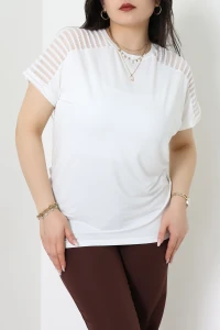 Omuz Transparan Detaylı Viskon Bluz Beyaz - 70917.1969.