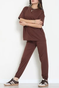 Oversize İki İplik Wortex Takım Kahve - 80318.1878.