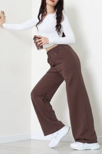 3 İplik Şardonsuz Bol Paça Model Eşofman Altı Kahve - 80808.1878.