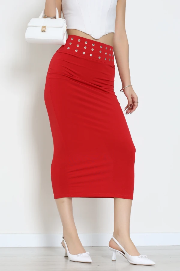Kuş Göz Detaylı Etek Kırmızı - 10312.251.