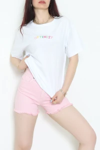 Suprem Nakışlı Oversize Tişört Beyaz - 31878.1878.