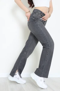 Paça Yırtmaçlı Straight Kot Pantolon Füme - 33645.1566.