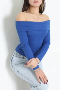 Madonna Yaka Kaşkorse Bluz Saks - 55070.1748.