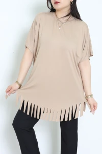 Püsküllü Viskon Büyük Beden Tunik Taş - 70913.1969.