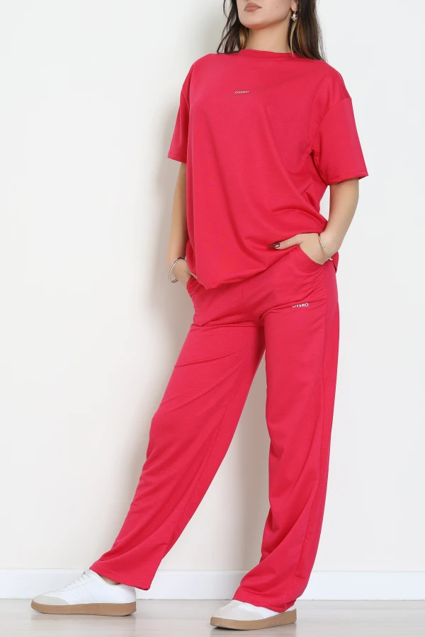 Baskılı Oversize İki İplik Wortex Takım Fuşya - 80315.1878.